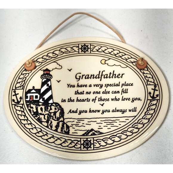 Trinity Pottery Handmade Wall Plaque Grandfather Saying Lighthouse Picture - Picture 1 of 7